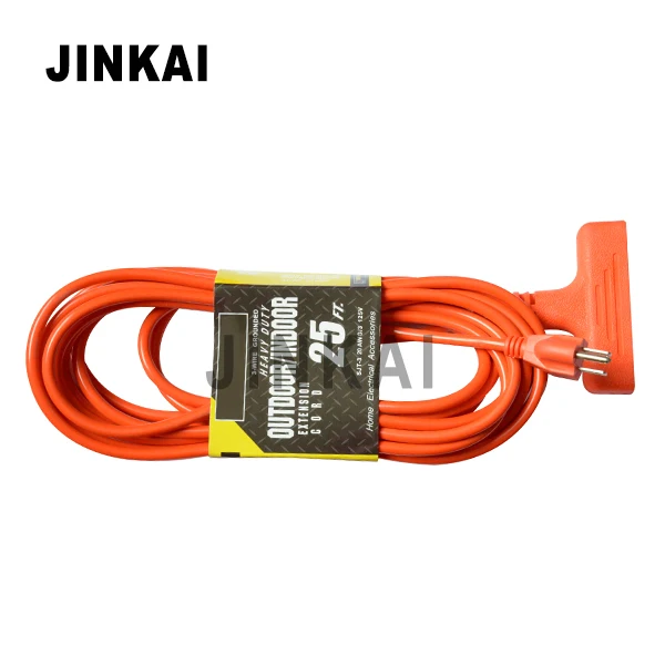 J80026 16/3 SJTW triple-tap US wire outdoor extension cord, orange