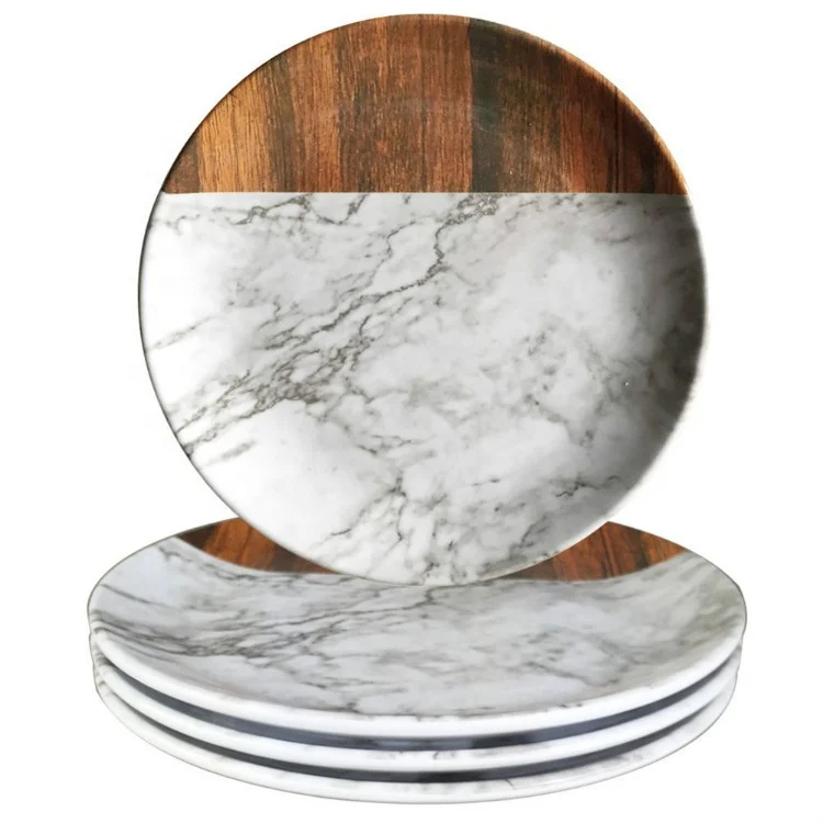 Super thick top grade ceramic like unbreakable marble melamine dinner plate