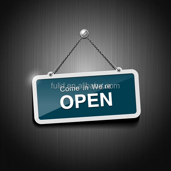 custom embossed metal shop open closed sign, PVC plastic open closed sign