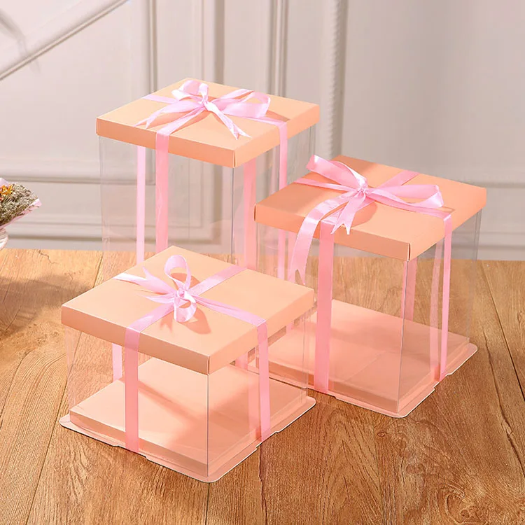 Hot sale pink PET custom cake box factory selling Alibaba China supplier PVC cake box