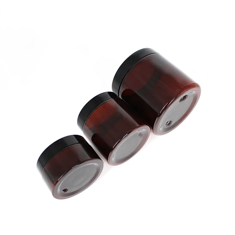Wholesale 100ml 200ml empty amber pet plastic jar with lid