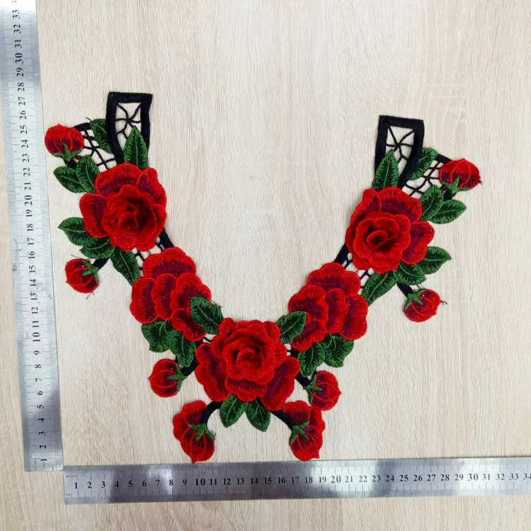 Embroidery lace cloth patch rose flowers clothes patch collar