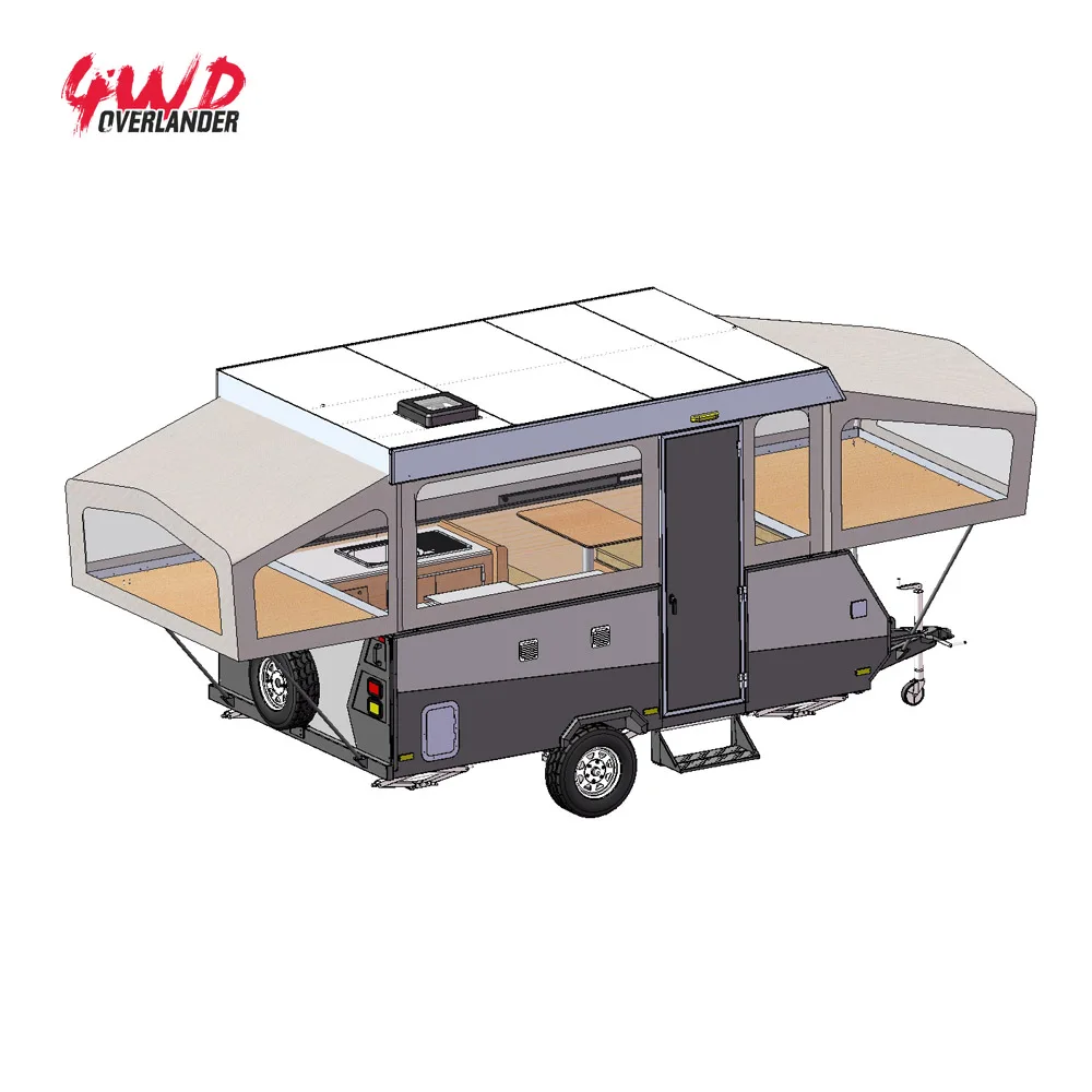 Full Equipped Touring Pop Up Campers Trailer in Campsite