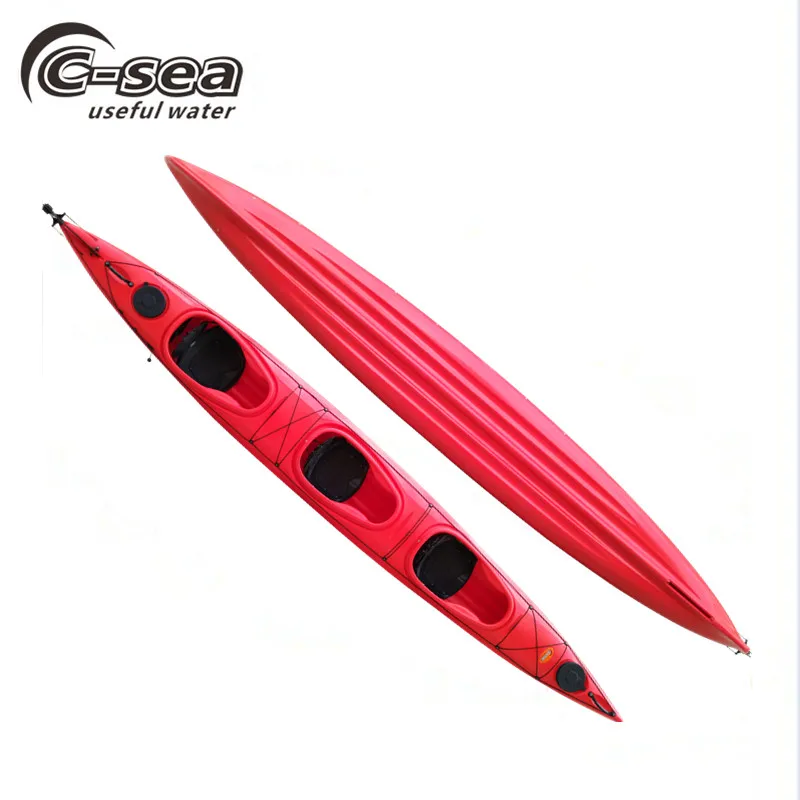 560cm rotomolded plastic triple canoe kayak made by HDPE polyethylene