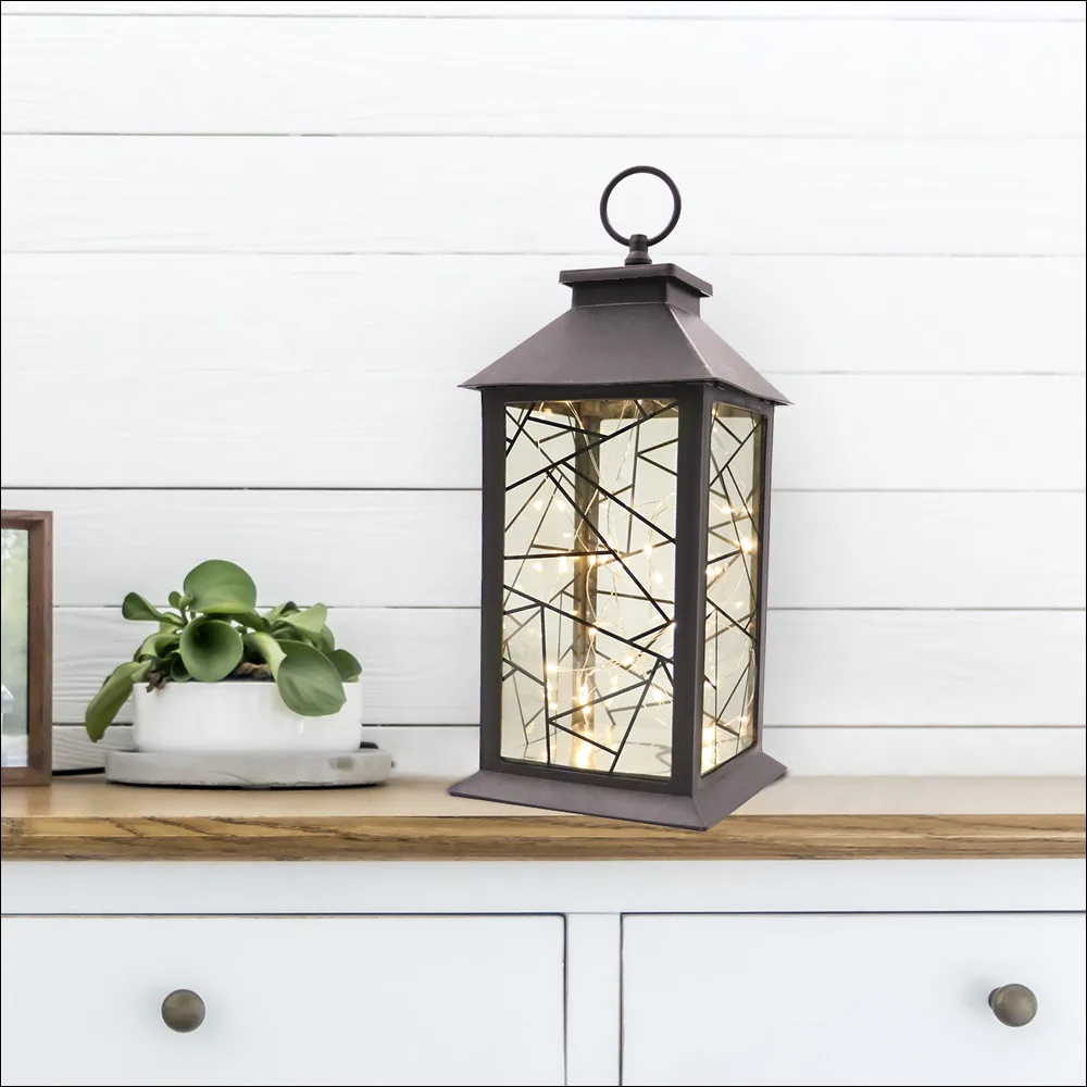 Золотой винтажный строительный фонарь для подвешивания двора украшение свадьбы со светодиодной гирляндой из медной проволоки