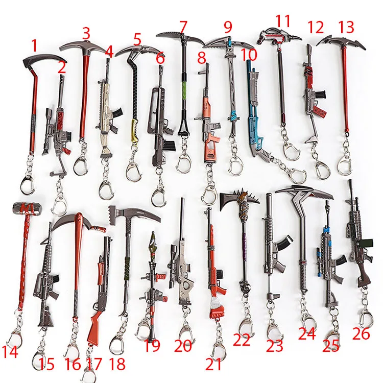 wholesale blister packing metal game M16 LMG rocket launcher scar bolt action awp burst gun keychain