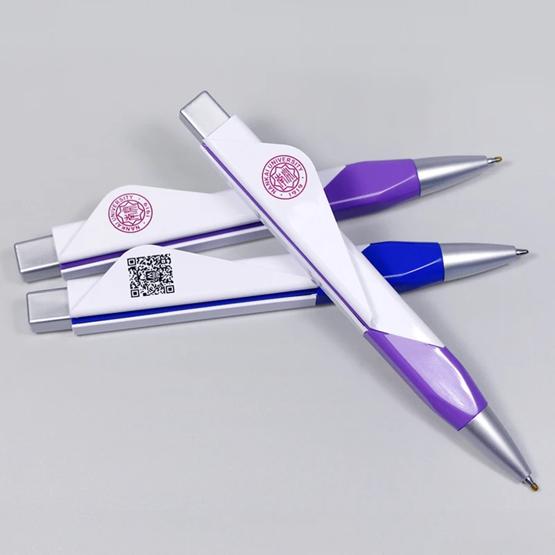 Best square logo pen customized pens with QR code fancy ball pen
