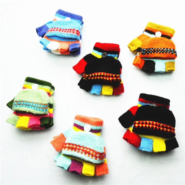 Оптовая продажа От 4 до 7 лет; Детская зимняя теплая одежда; Эластичные трикотажные волшебные перчатки без пальцев