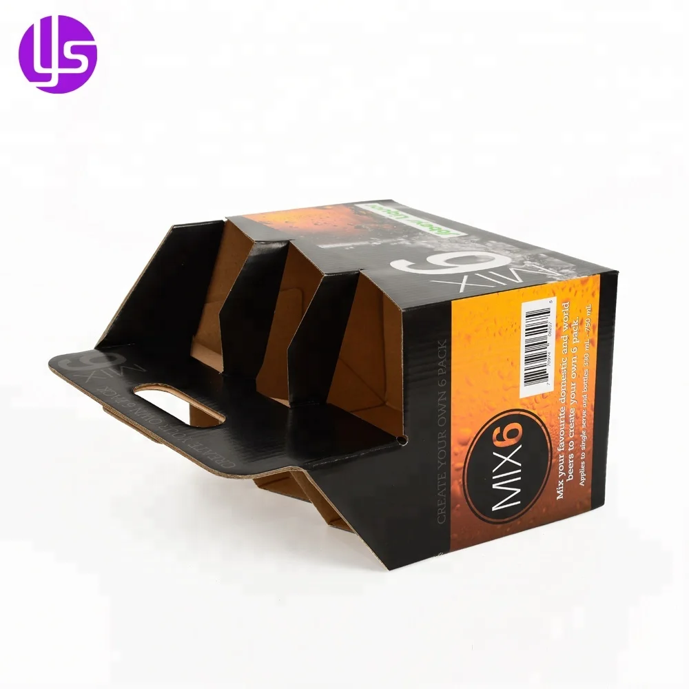 Custom Carton Cardboard Beer Bottle Carrier Box Six Pack Beer Box Beer Packaging Box