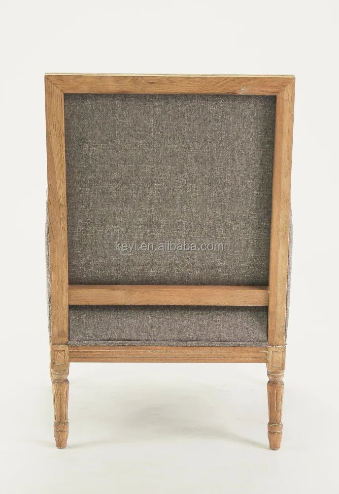
Living room chair use antique wood turedo linen grey chairs/ Hand carved wood armchair (CH-811-OAK) 
