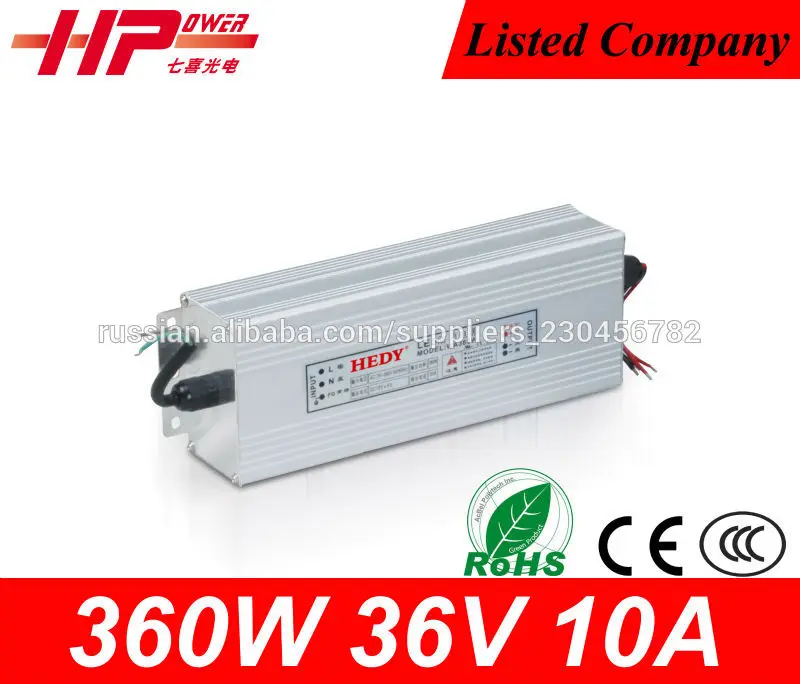 CE RoHS efficiency 90% constant voltage single output ac dc regulated switching mode 360w 10a 36v led power supply