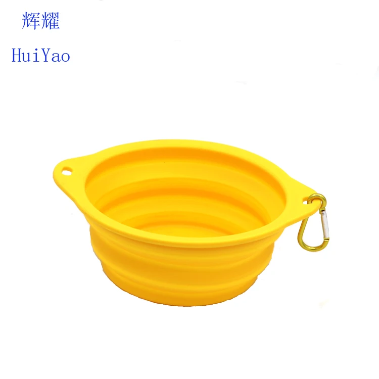 Volume 800ML double ear factory outlet collapsable dog bowl travel silicone dog bowls