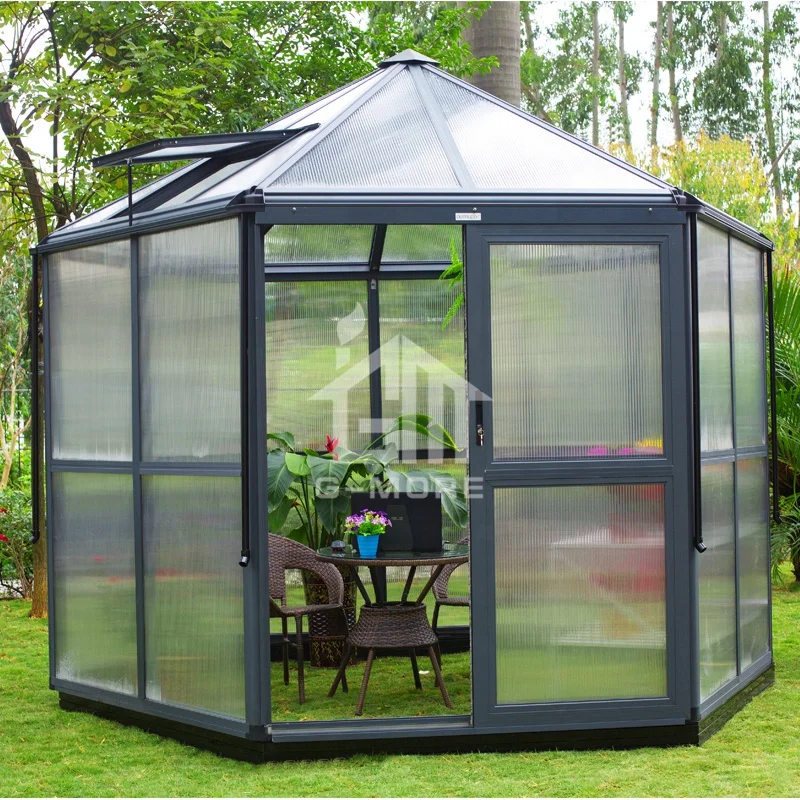 Aluminium Polycarbonate Hexagonal Greenhouse Home for Sale