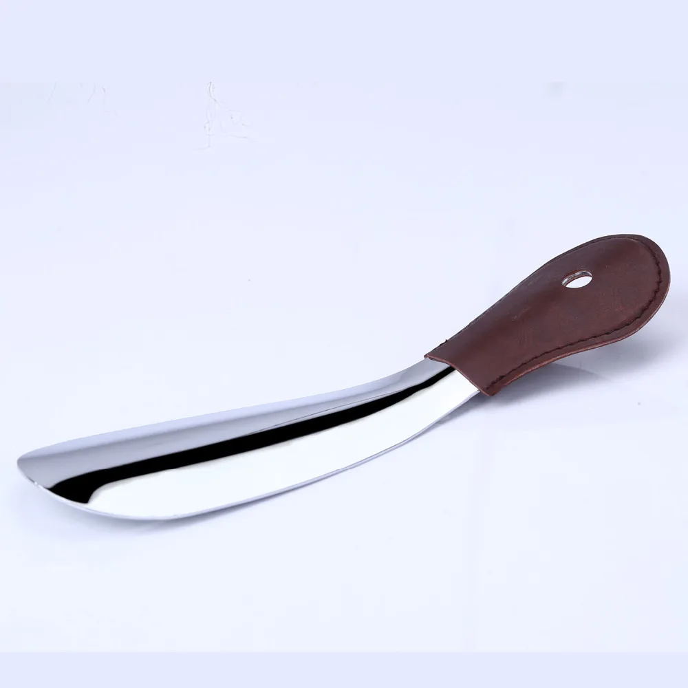 
Durable and Portable Leather Cover Stainless Steel Shoe horn with Bunch pocket 