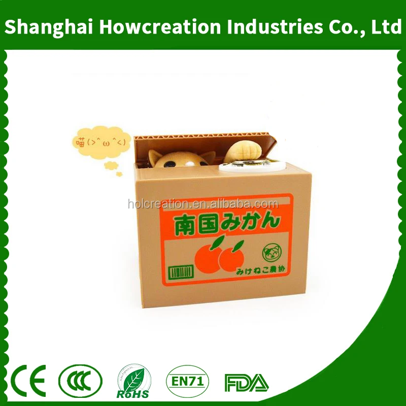 Automated White Kitty Cat Steal Coin Money Box Piggy Bank Kids Gift Money Bank