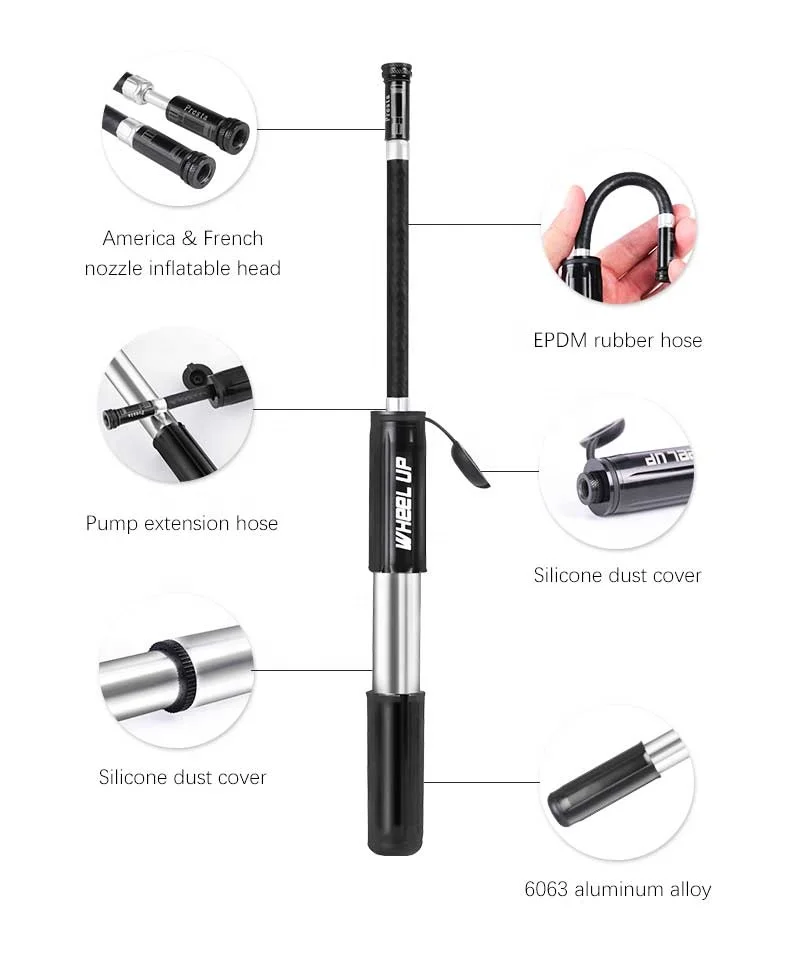 WHEEL UP Wholesale 100 PSI Bicycle Air Pump Mini Hand Inflatable Supplies Pump Portable Bike Pump Hose
