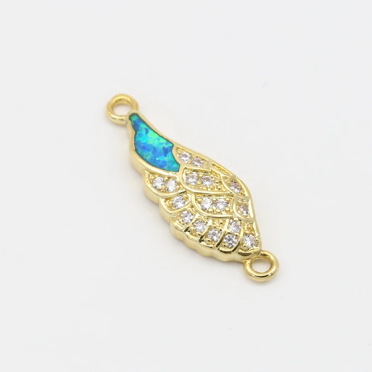 
Link Finding Opal micro paved Jewelry Bracelet Connector , Wing Cubic Zirconia CZ Connector 