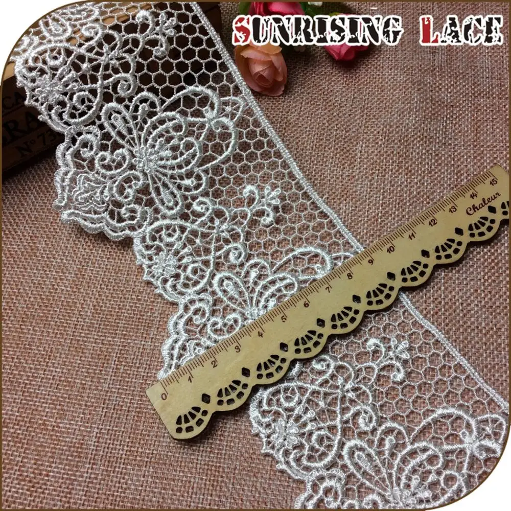 Пользовательская Корейская белая вышивка гипюр кружевная отделка
