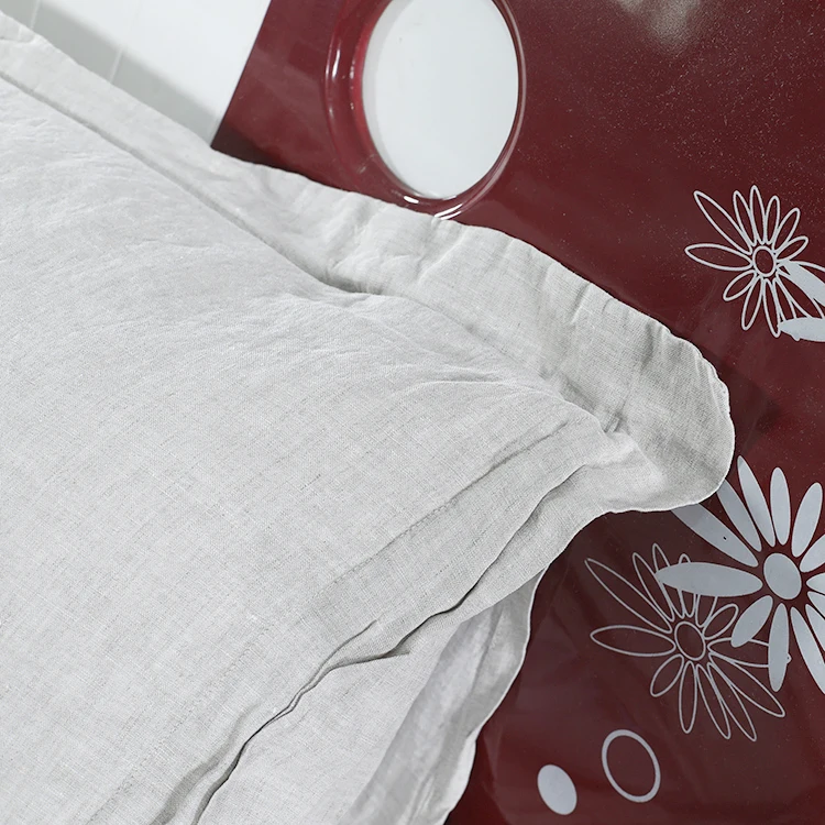 Customized Vintage washed French linen bed sheet set 100% stone washed french linen / flax duvet cover