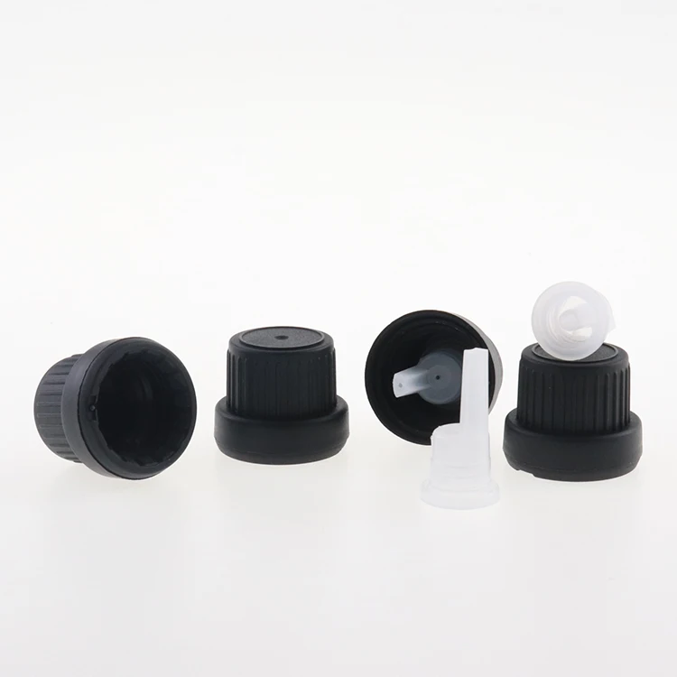 Tamper evident plastic child black resistant dropper cap 18mm with plastic dropper stopper
