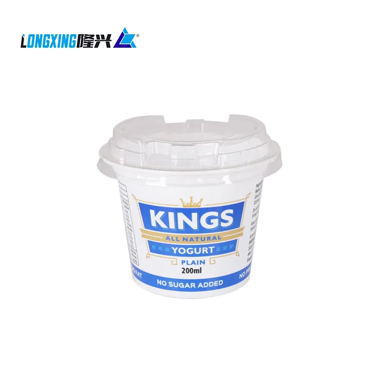 Plastic Packaging Container Frozen PP Yogurt Tub Pot Yogurt Cup with Lid Spoon