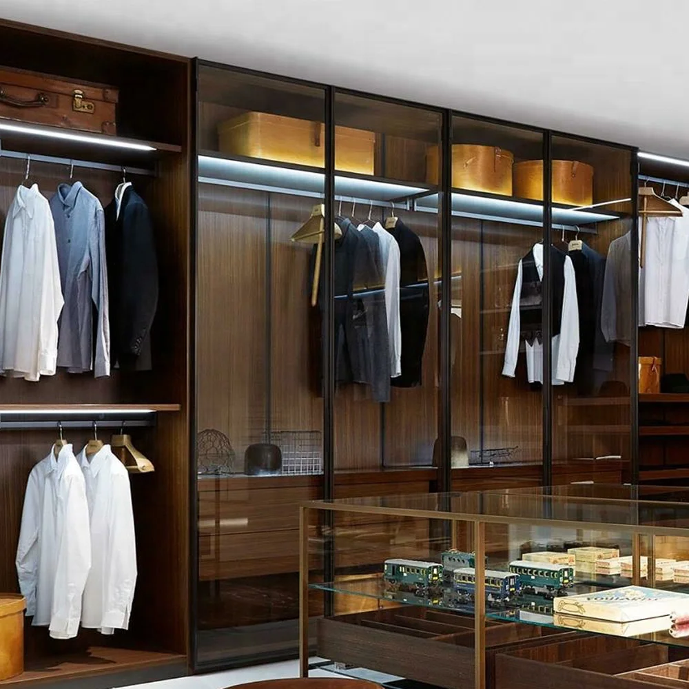 Best Selling Products Contemporary Wardrobe Closet Glass Door With Handle