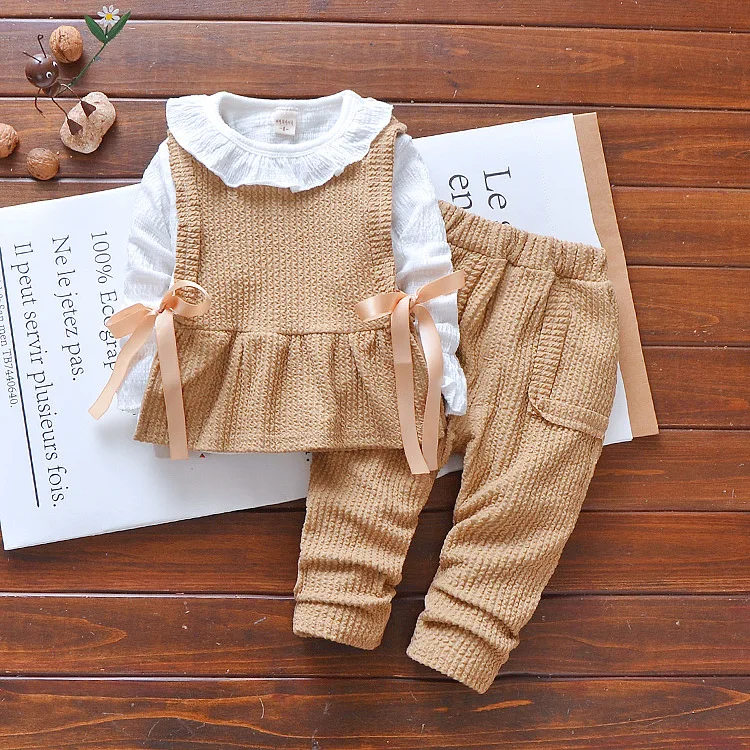 Hao Baby Autumn Girls Toddler Clothes Sets Three-Piece Set Infant  Korean Version Cotton Suit