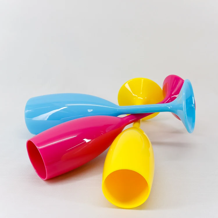 180ml 6oz Color Champagne Glasses Wholesale Cheap Pink Champagne Glass Plastic Cocktail Glasses