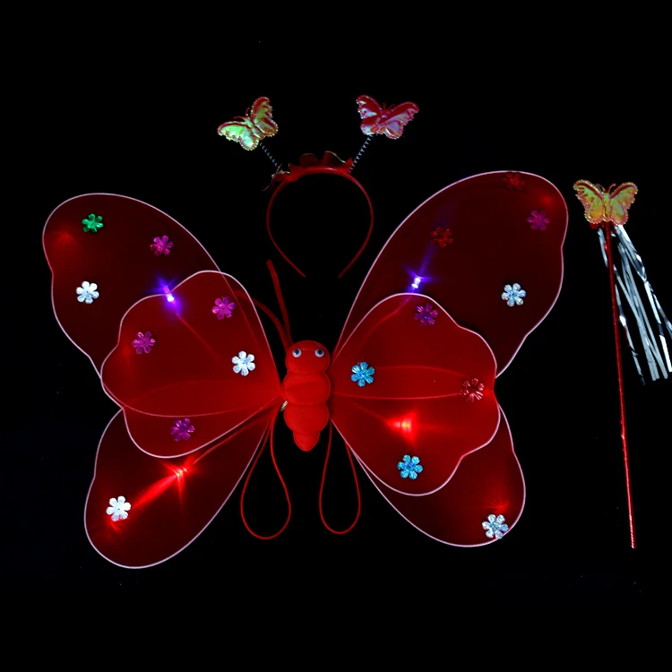 Лучший продукт, двухслойные Светящиеся Крылья бабочки, костюм на Хэллоуин, крылья бабочки