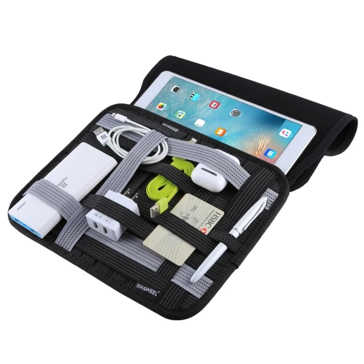 High Quality HAWEEL 10 inch Tablet Wrap Organizer Neoprene Digital Storage Pocket Bag(Black)