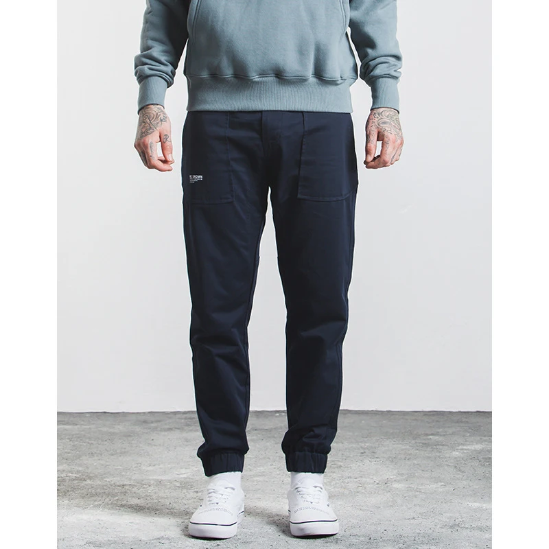 
OEM Clothing Jogger Pants Men Cotton Spandex Twill with Elastic Leg Opening 