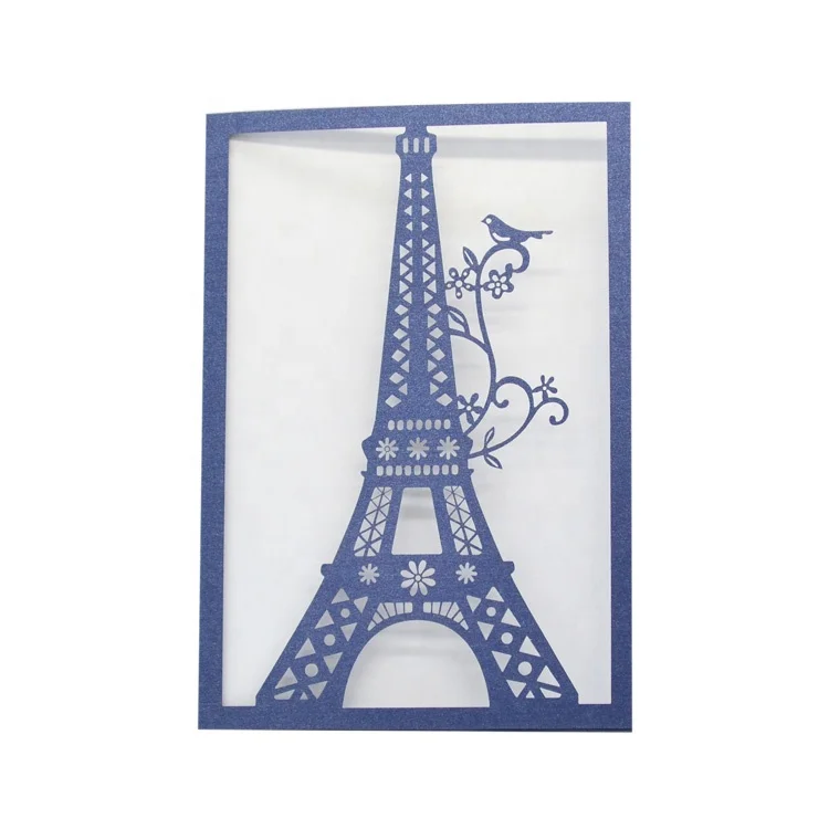 Sweet sixteen invitation laser paper cut eiffel