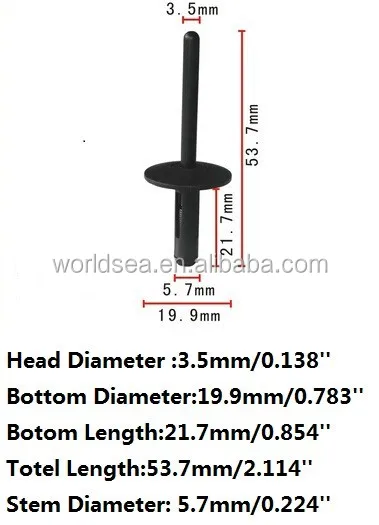 Nylon Black Blind Plastic Fastener Rivets for BMW 51-71-7-002