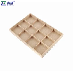 Custom 12 Grid Yellow Linen Jewelry Display Tray Hotsale Bangle Bracelet Watch Necklace Display Tray