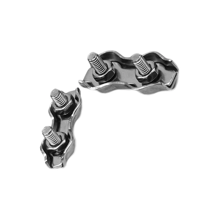 Stainless steel 316 hardware fasteners M5 wire rope duplex clips double clamp