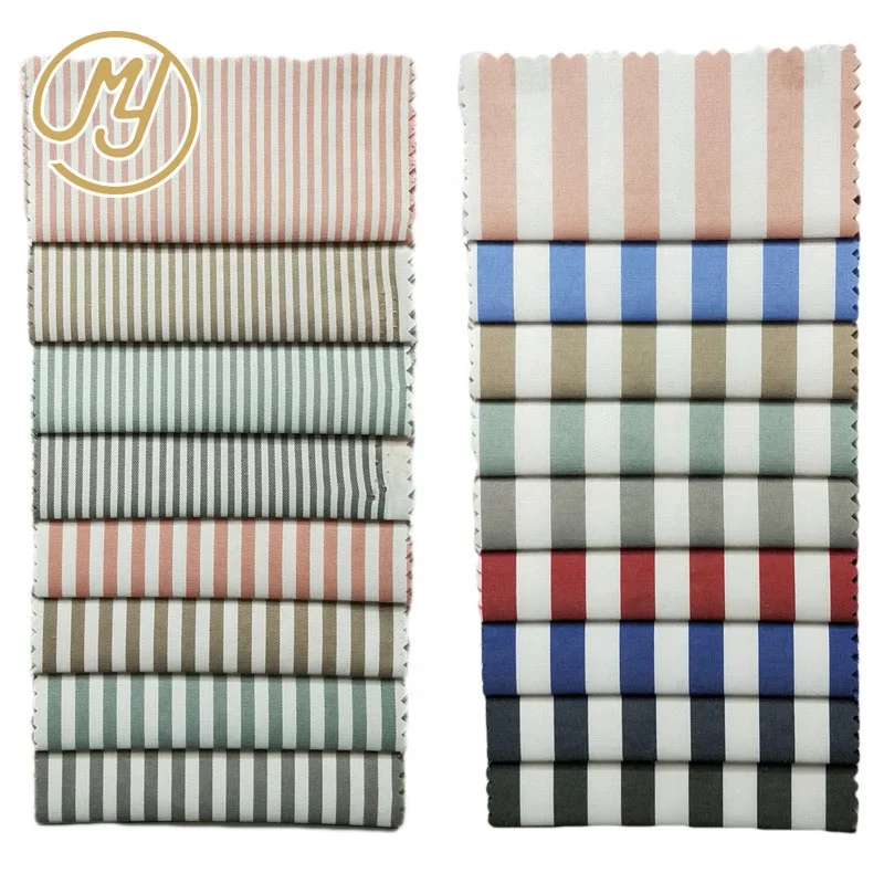 55%Polyester 45%Cotton Stock Wholesale Woven Twill Yarn Dyed TC Strip Shirt Fabric