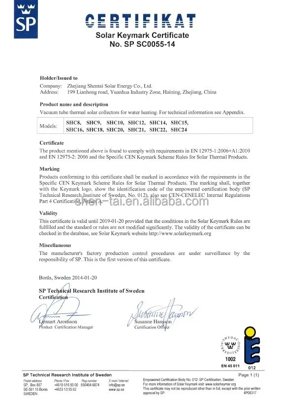 2018 Suntask new product CPC heat pipe solar collectors with high power output