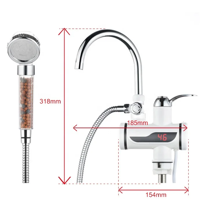3000W Wholesale Bathroom Instant Electric Water Heater Shower Faucet Mixer With Spray Head
