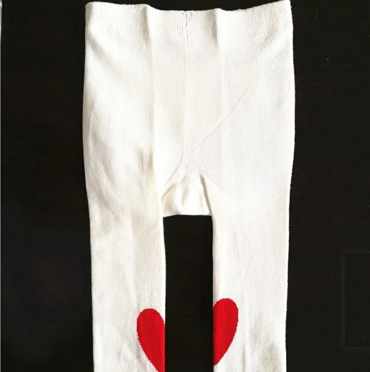 baby tights with red heart  cute kids tights pantyhose leggings child white stockings knitting children socks and tights