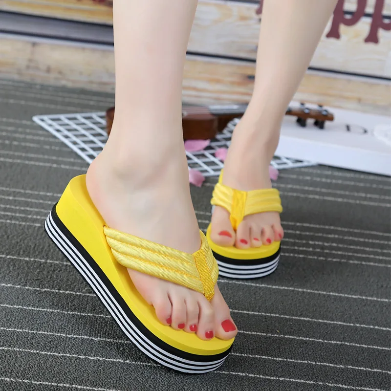 
wholesale good quality summer platform flip flops factory price wedge heel dress slippers for women 