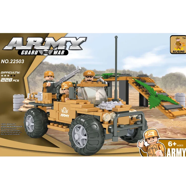 building army mold parts control plastic special forces kids diy puzzle car racing toy block