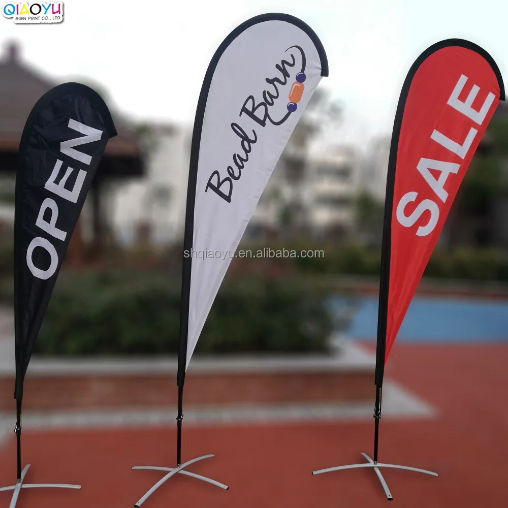 Waterproof Double Sides Custom Print Flying Teardrop Flag Banner For Coffee Shop