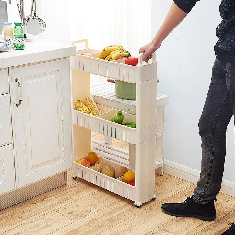 Foldable Storage Organizer Plastic Corner Shelf Moveable Rack in Kitchen Bathroom