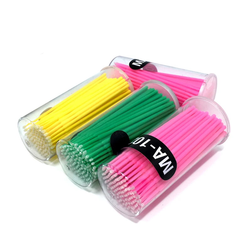 Privatel label 100pcs eyelash micro applicator brush cleaning stick