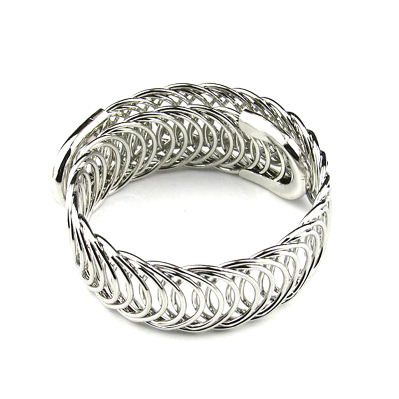 Hot Sale Iron Wire Charming Wave Silver Gold Plated Bangle Bracelet Thick Women Men Bracelet