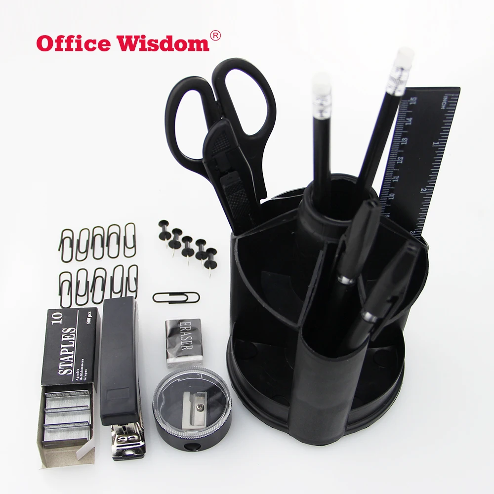 Multifunctional office stationery supply 13 kinds plastic holder variety stationery set stationery desk organizer
