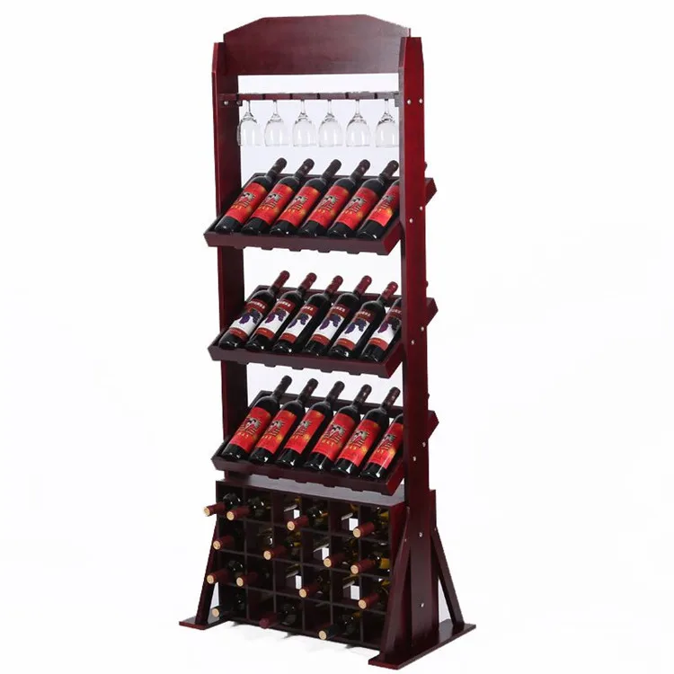 Wooden Wine Liquor Stand Display Rack Supermarket Shelf