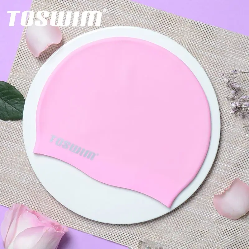 
OEM Customer Logo Printed High Quanlity Durable Adult Size Silicone Swimming Cap 