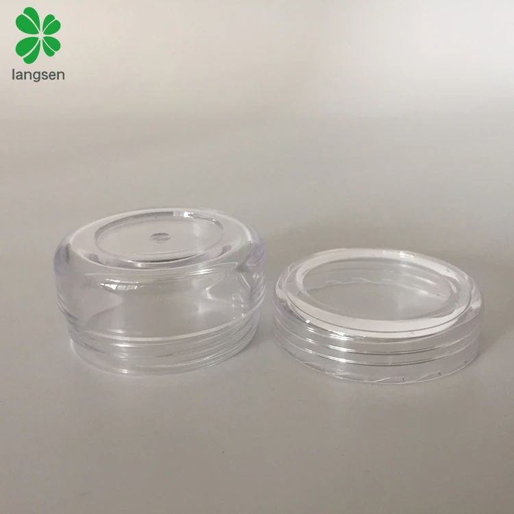 Custom logo printing plastic clear 10g cosmetic cream jar, 10 gram cosmetic jar with concave cap and base