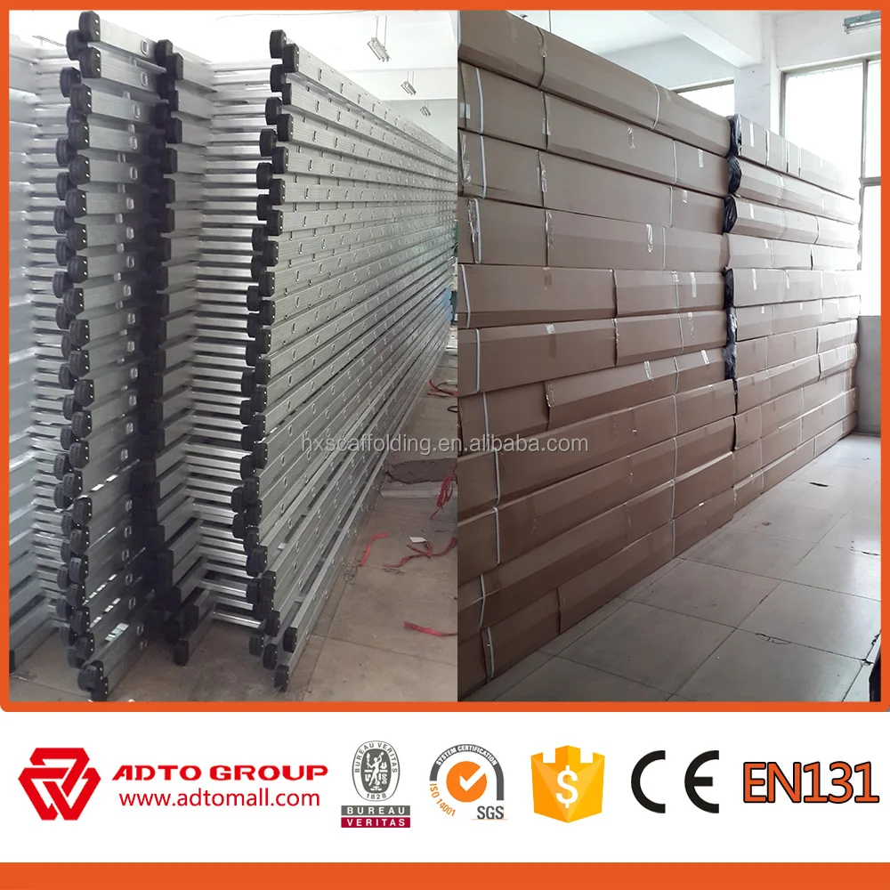 ADTO 6m 5m 4m 3m 2m Square Pipe Straight Aluminum Step Ladder with Custom Logo